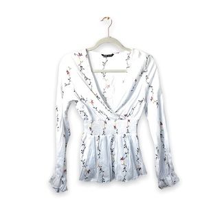 White Floral Blouse